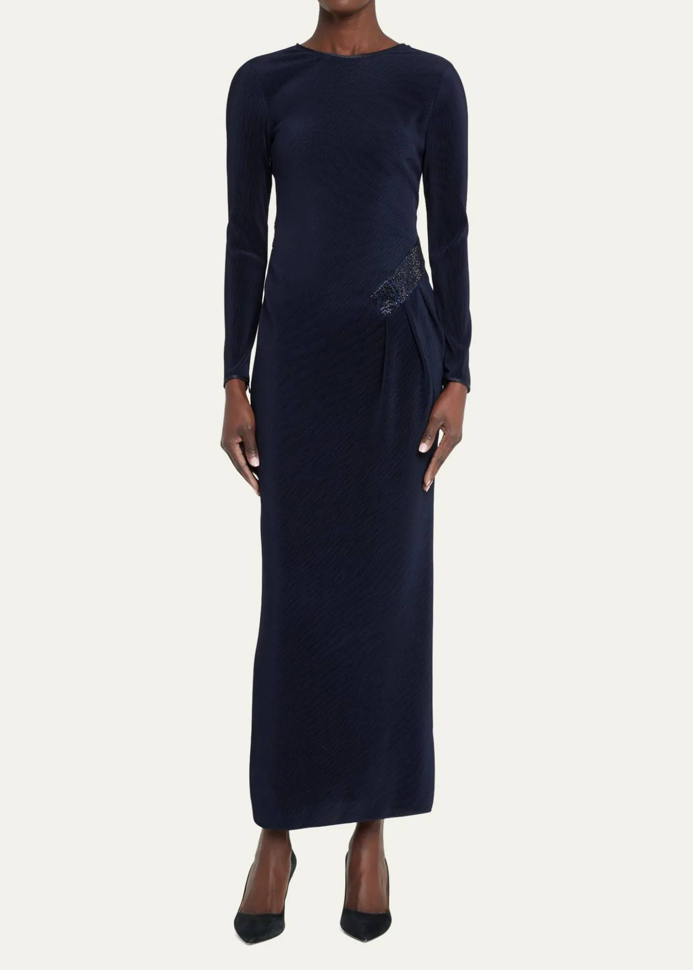 Giorgio ArmaniJersey Dress w/ Beaded Hip Detail