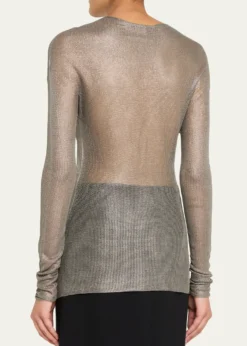 Giorgio ArmaniLaminated Mesh Long-Sleeve Top