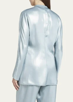 Giorgio ArmaniLaminated Satin Double-Breast Blazer