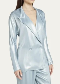 Giorgio ArmaniLaminated Satin Double-Breast Blazer