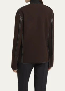 Giorgio ArmaniLeather Piping Cashmere Fleece Short Coat
