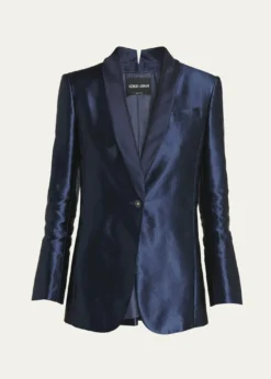Giorgio ArmaniLinen Silk Single-Button Blazer Jacket