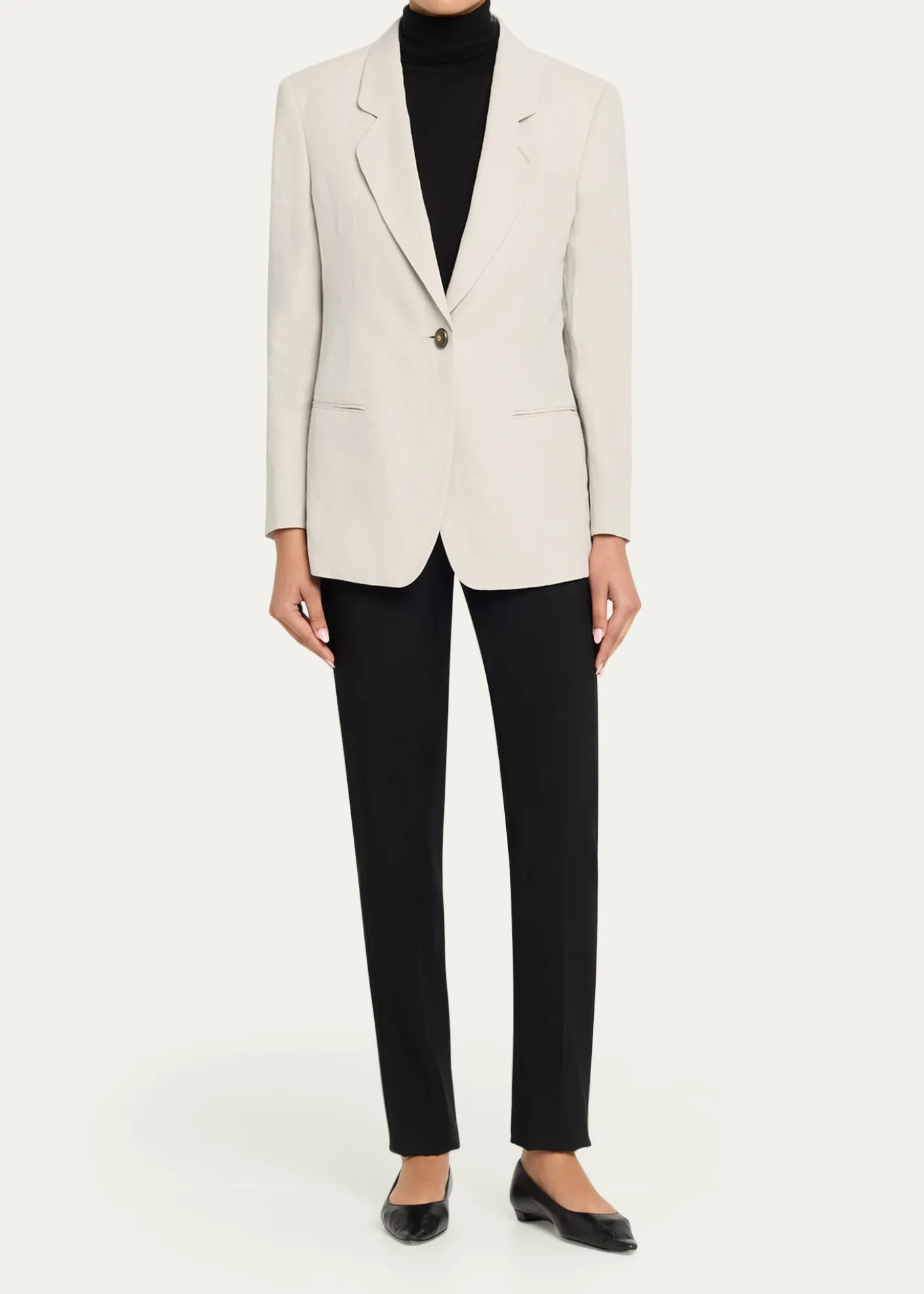 Giorgio ArmaniLinen Single-Breasted Blazer Jacket