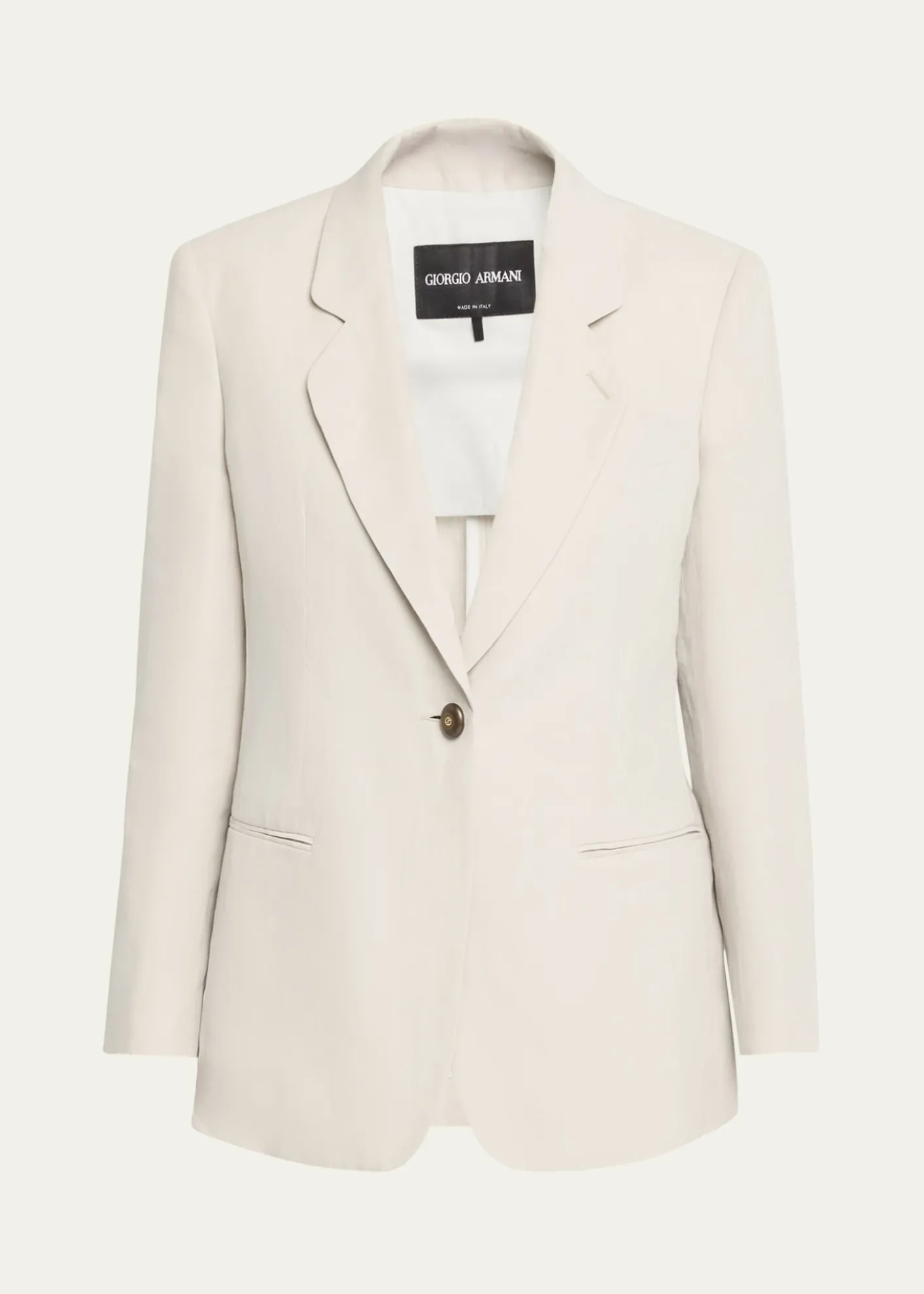 Giorgio ArmaniLinen Single-Breasted Blazer Jacket