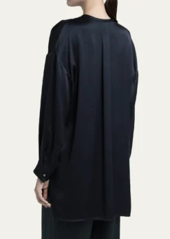 Giorgio ArmaniLong-Sleeve Silk Tunic Shirt