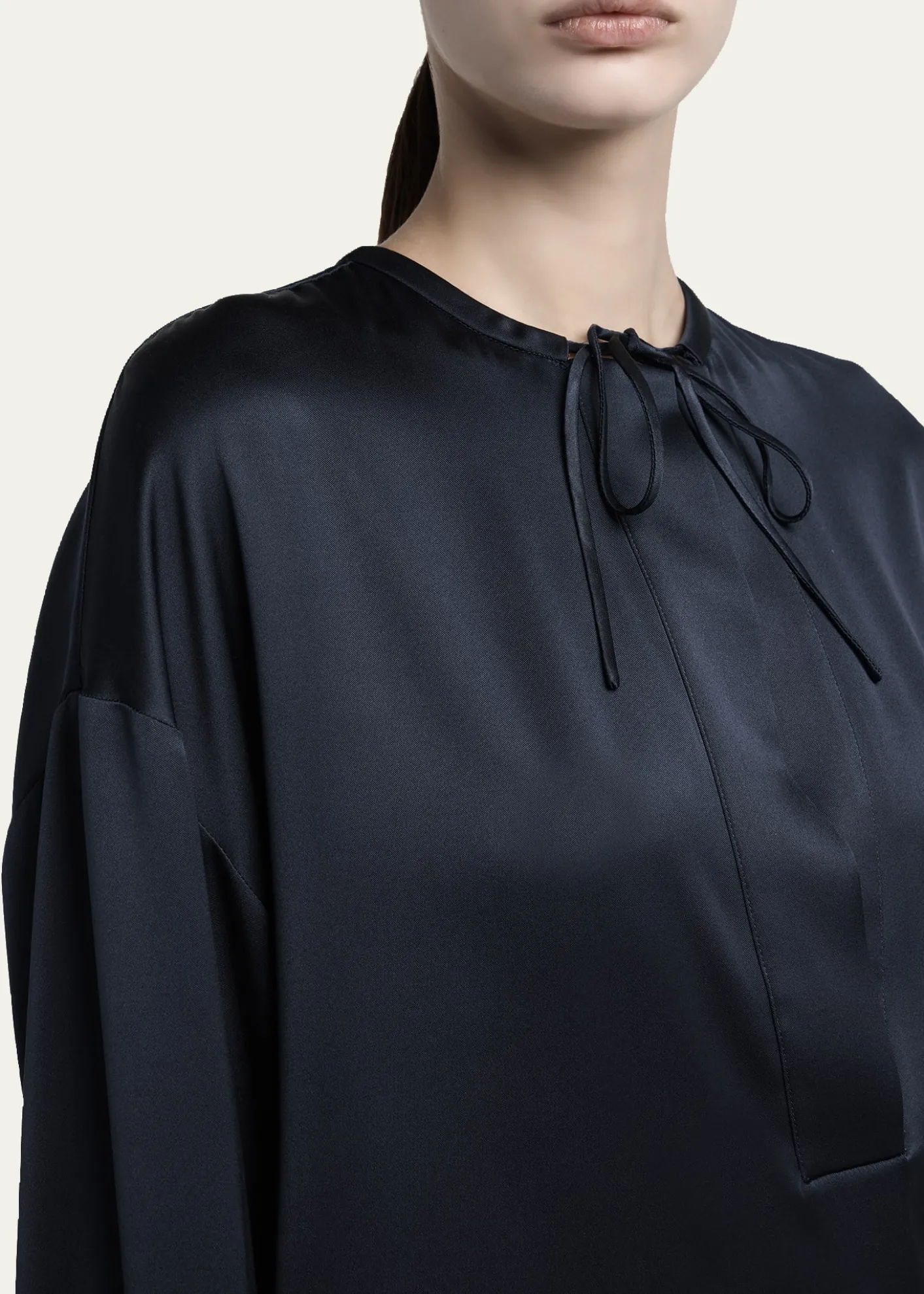 Giorgio ArmaniLong-Sleeve Silk Tunic Shirt