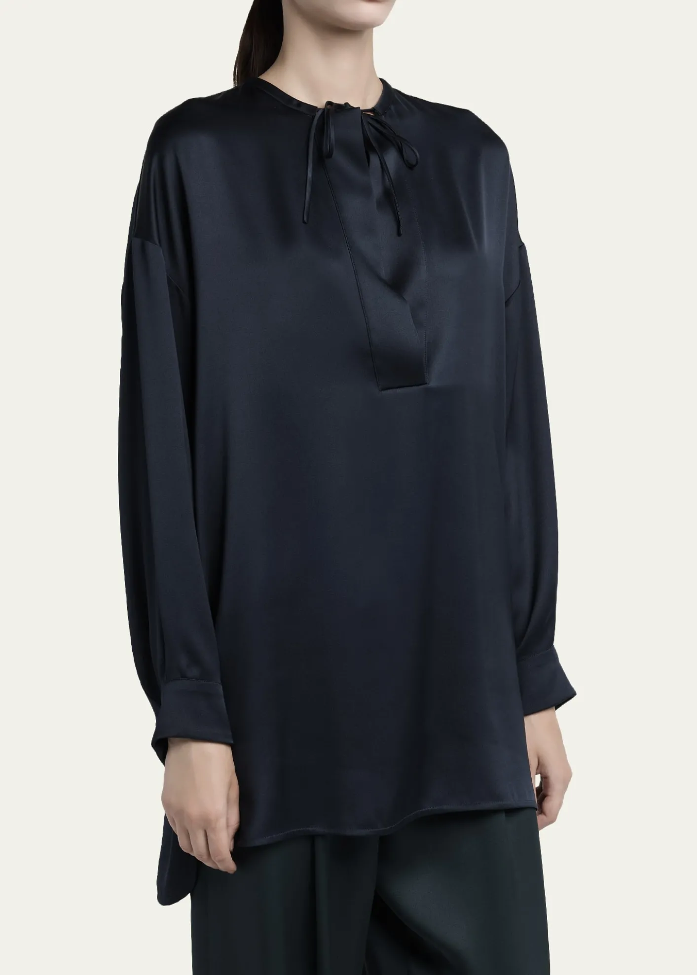 Giorgio ArmaniLong-Sleeve Silk Tunic Shirt