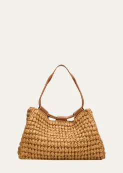 Giorgio ArmaniMedium Raffia Shopping Tote Bag