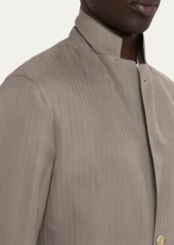 Giorgio ArmaniMen's Chevron Cupro Patch-Pocket Blazer