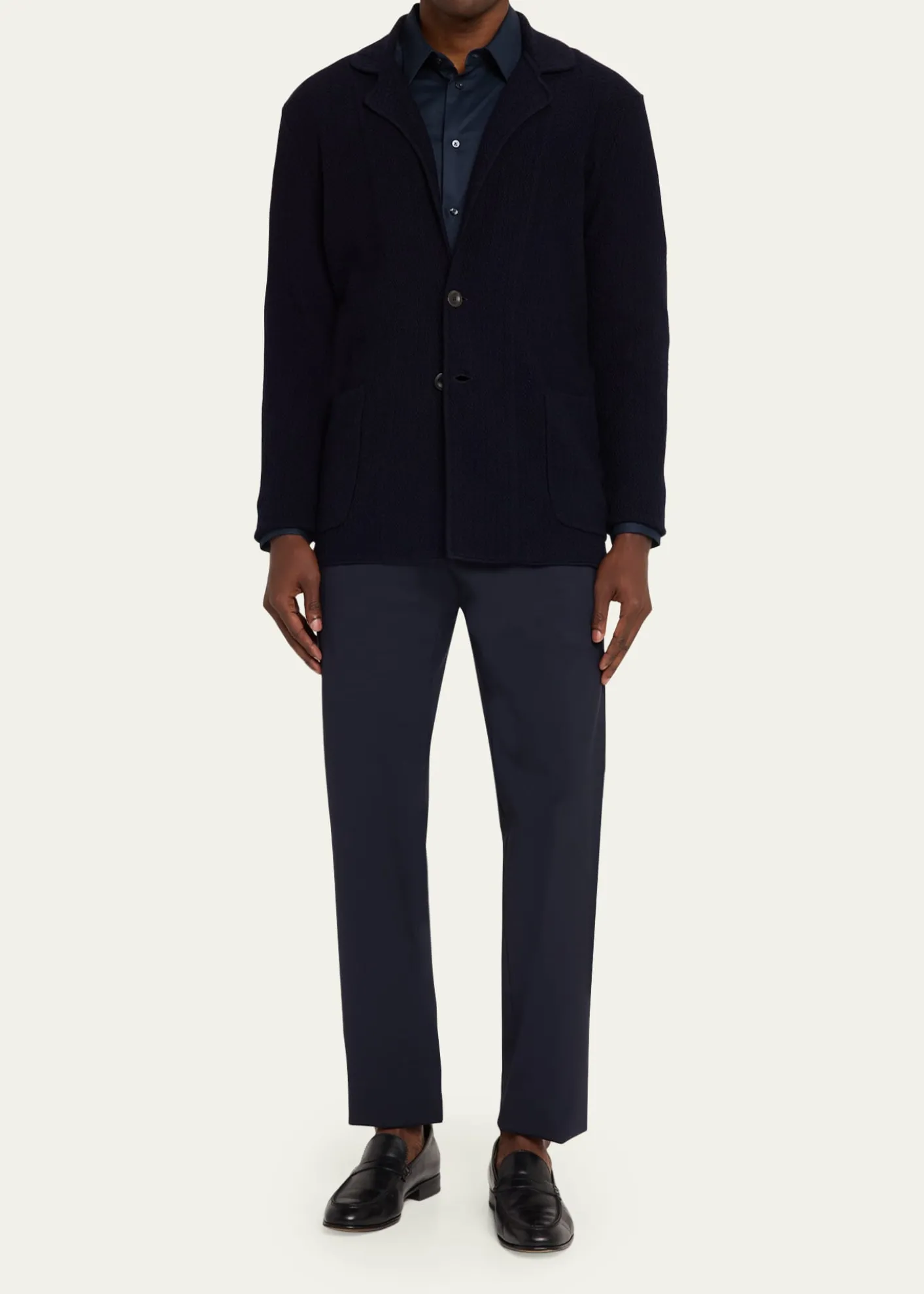Giorgio ArmaniMen's Chevron Stitch Cotton Knit Blazer