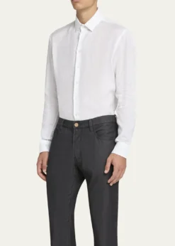 Giorgio ArmaniMen's Classic Solid Linen Sport Shirt