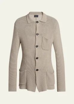 Giorgio ArmaniMen's Cotton-Blend Knit Patch Pocket Knit Blazer
