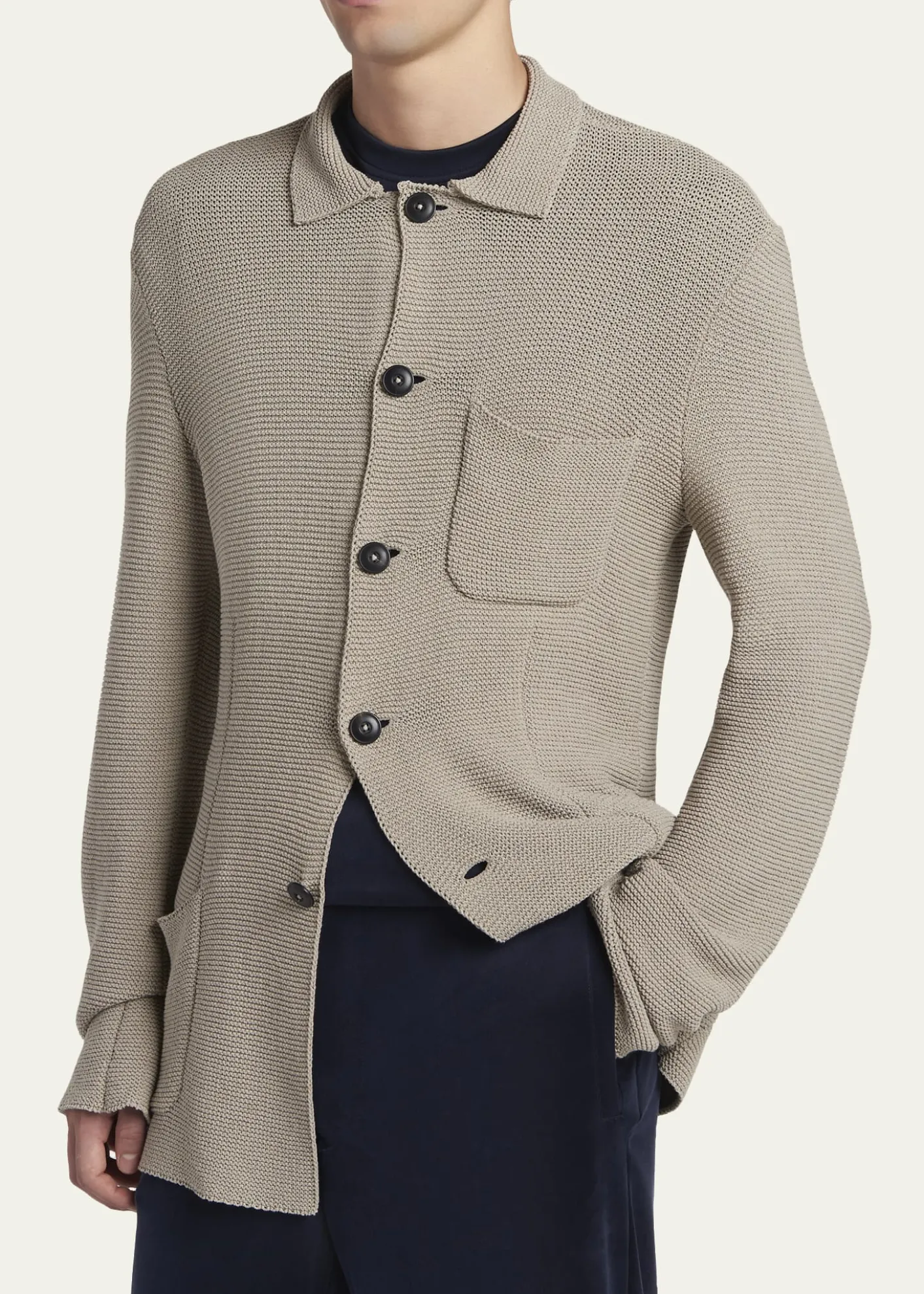 Giorgio ArmaniMen's Cotton-Blend Knit Patch Pocket Knit Blazer
