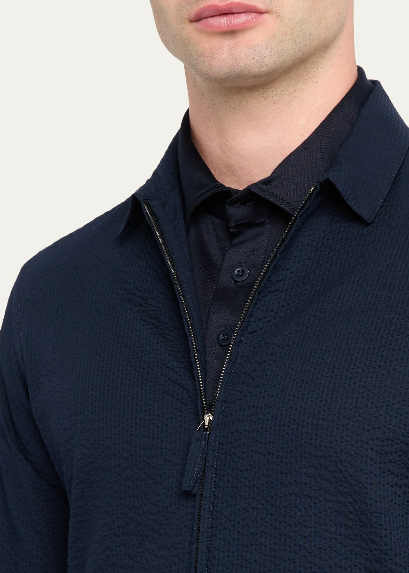 Giorgio ArmaniMen's Cotton Seersucker Full-Zip Shirt Jacket