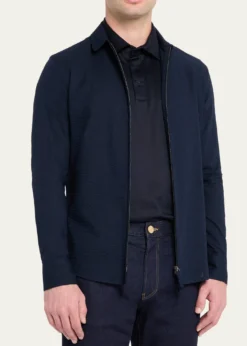 Giorgio ArmaniMen's Cotton Seersucker Full-Zip Shirt Jacket