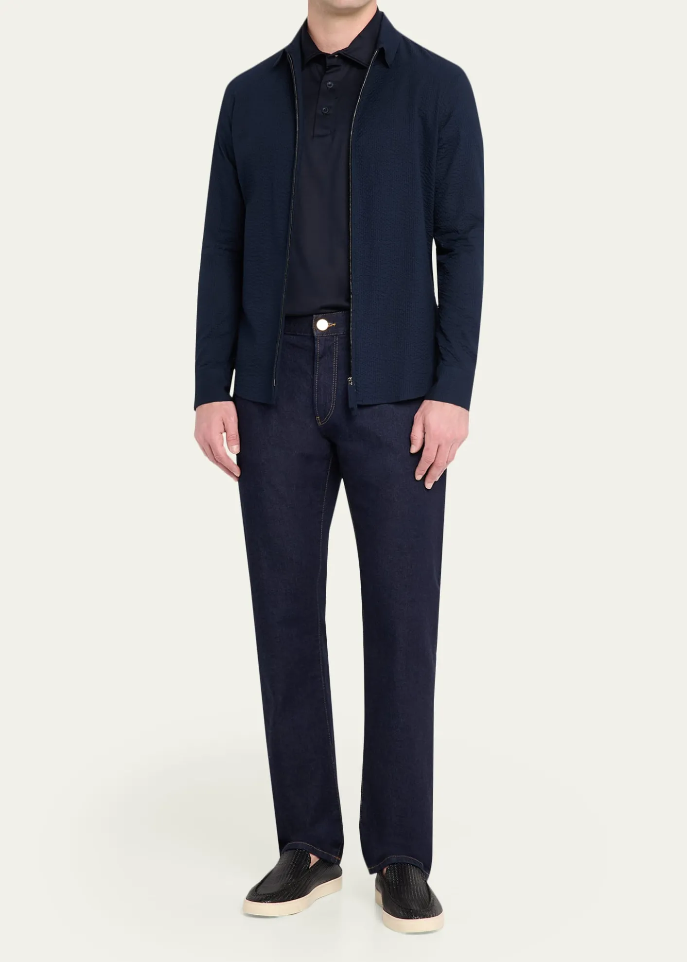 Giorgio ArmaniMen's Cotton Seersucker Full-Zip Shirt Jacket
