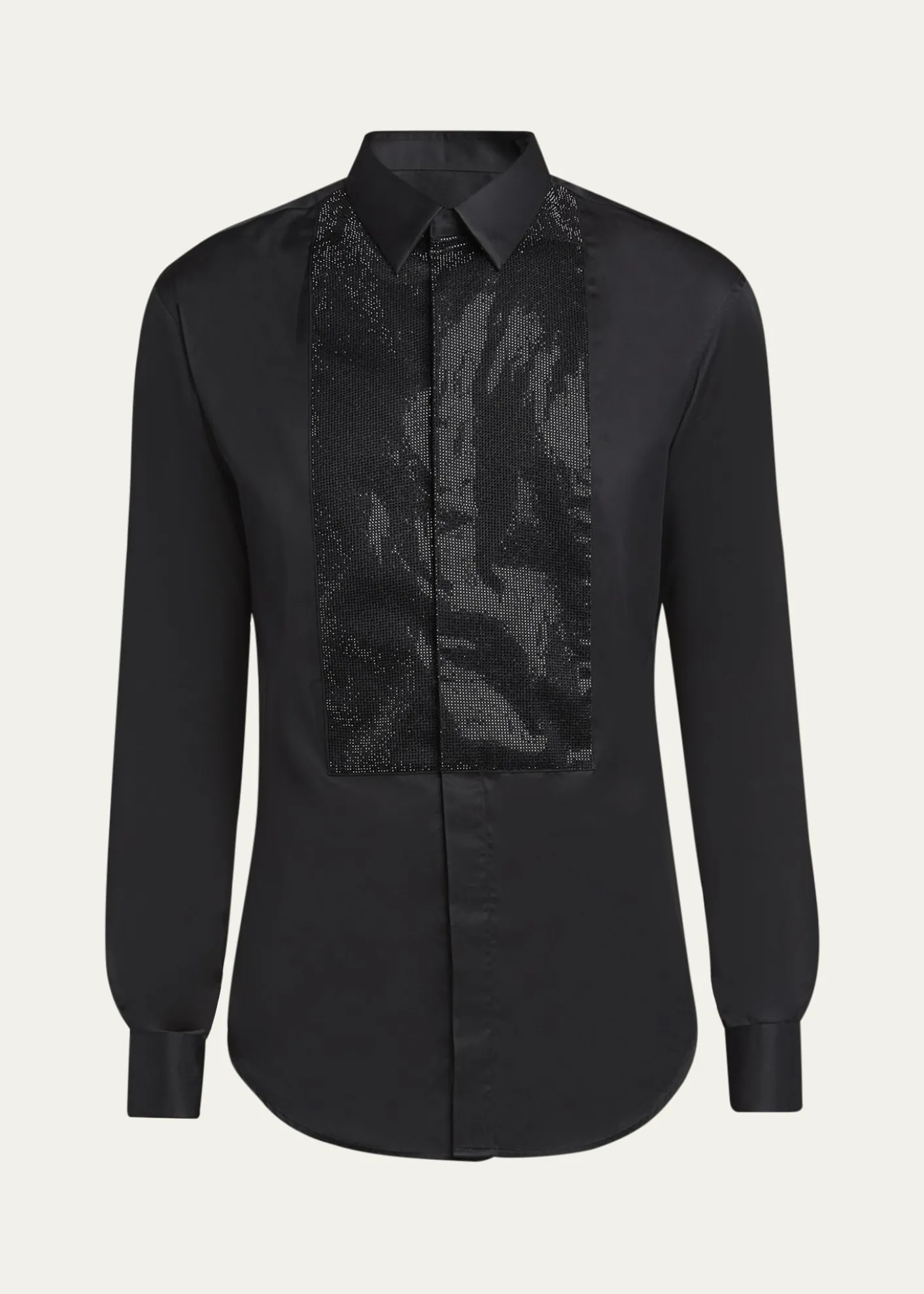 Giorgio ArmaniMen's Crystal Bib Front Cotton Dress Shirt