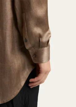 Giorgio ArmaniMen's Dyed Satin Oversized Button-Down Shirt with Pocket