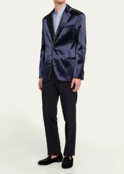 Giorgio ArmaniMen's Flat-Front Creased Trousers