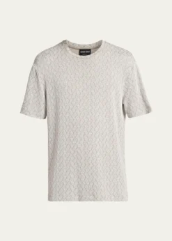 Giorgio ArmaniMen's Geometric Jacquard Crewneck T-Shirt