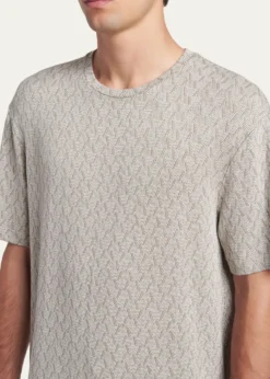 Giorgio ArmaniMen's Geometric Jacquard Crewneck T-Shirt