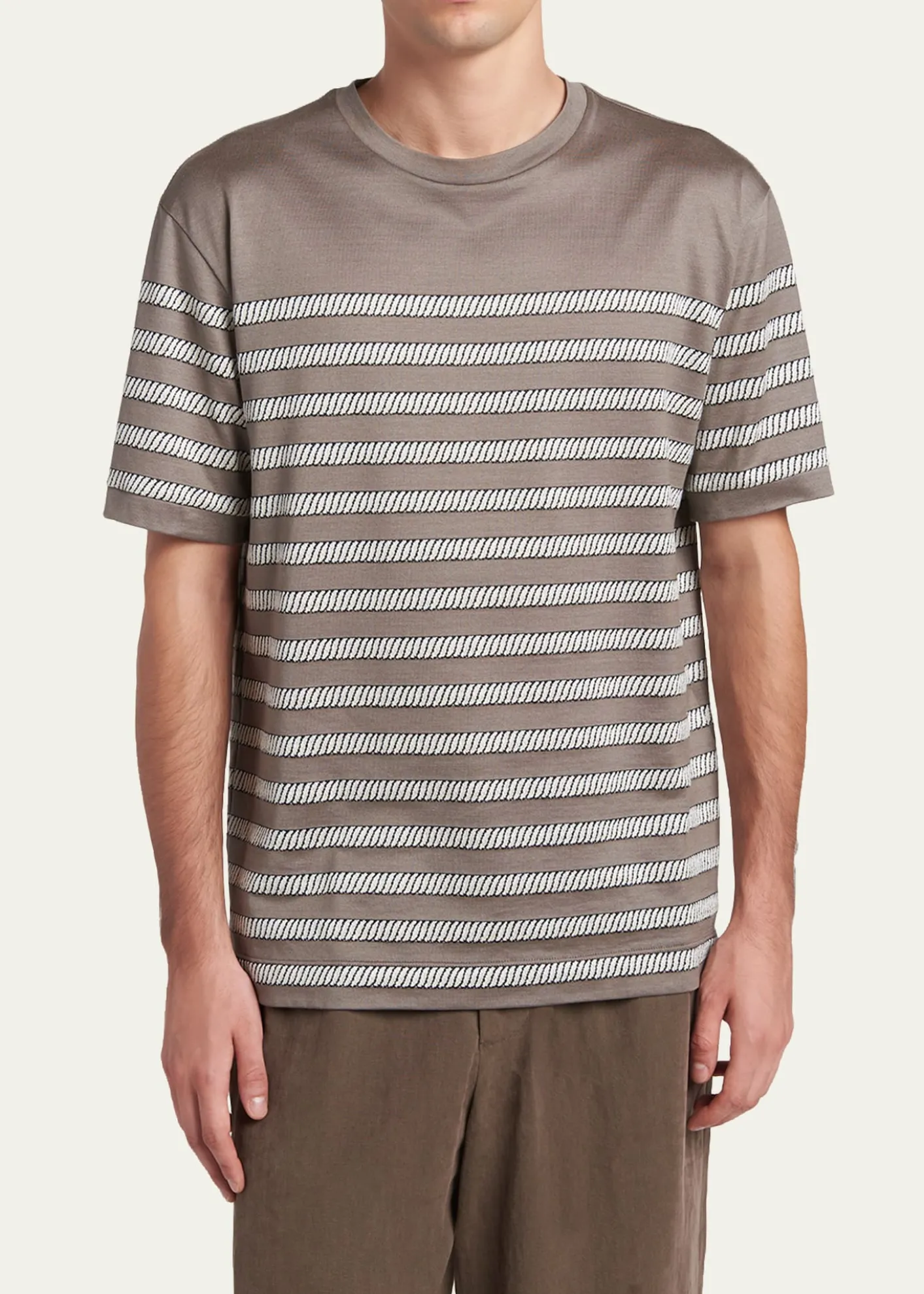 Giorgio ArmaniMen's Jersey Stripe Crewneck T-Shirt