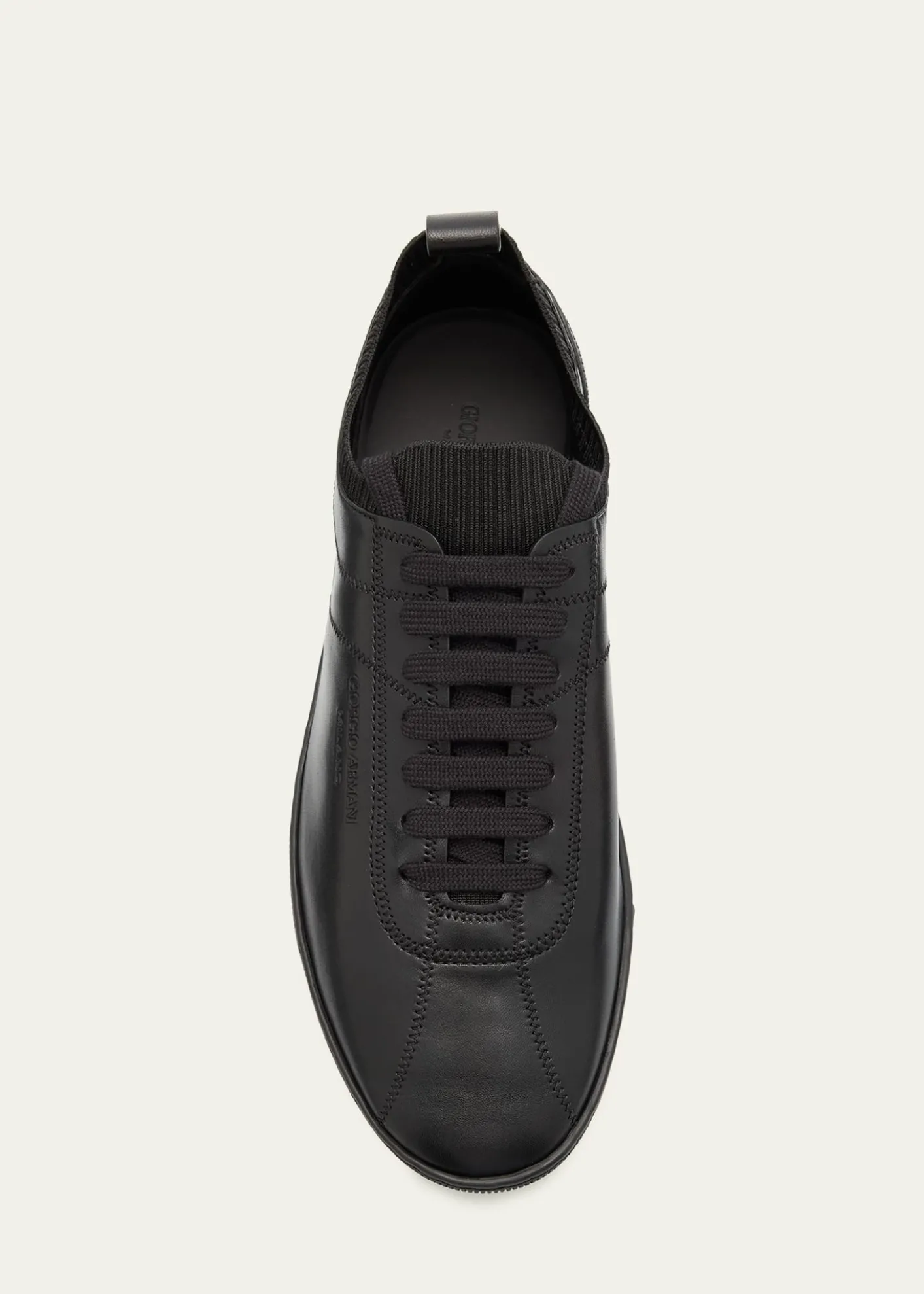Giorgio ArmaniMen's Leather Tonal Knit Low-Top Sneakers
