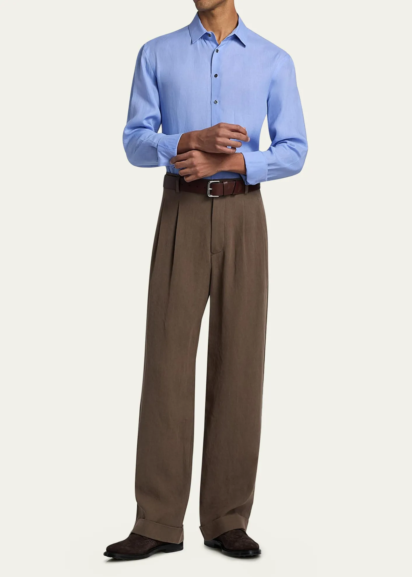 Giorgio ArmaniMen's Linen Classic-Fit Sport Shirt