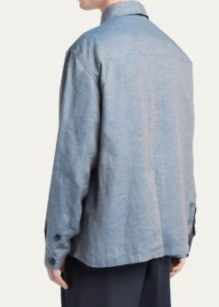 Giorgio ArmaniMen's Linen Flap-Pocket Field Jacket