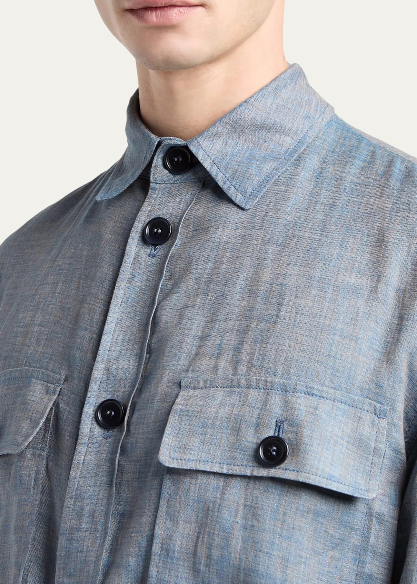Giorgio ArmaniMen's Linen Flap-Pocket Field Jacket