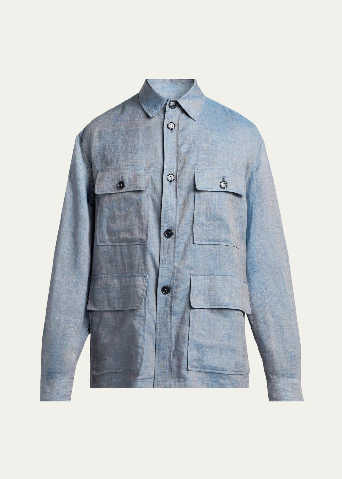 Giorgio ArmaniMen's Linen Flap-Pocket Field Jacket