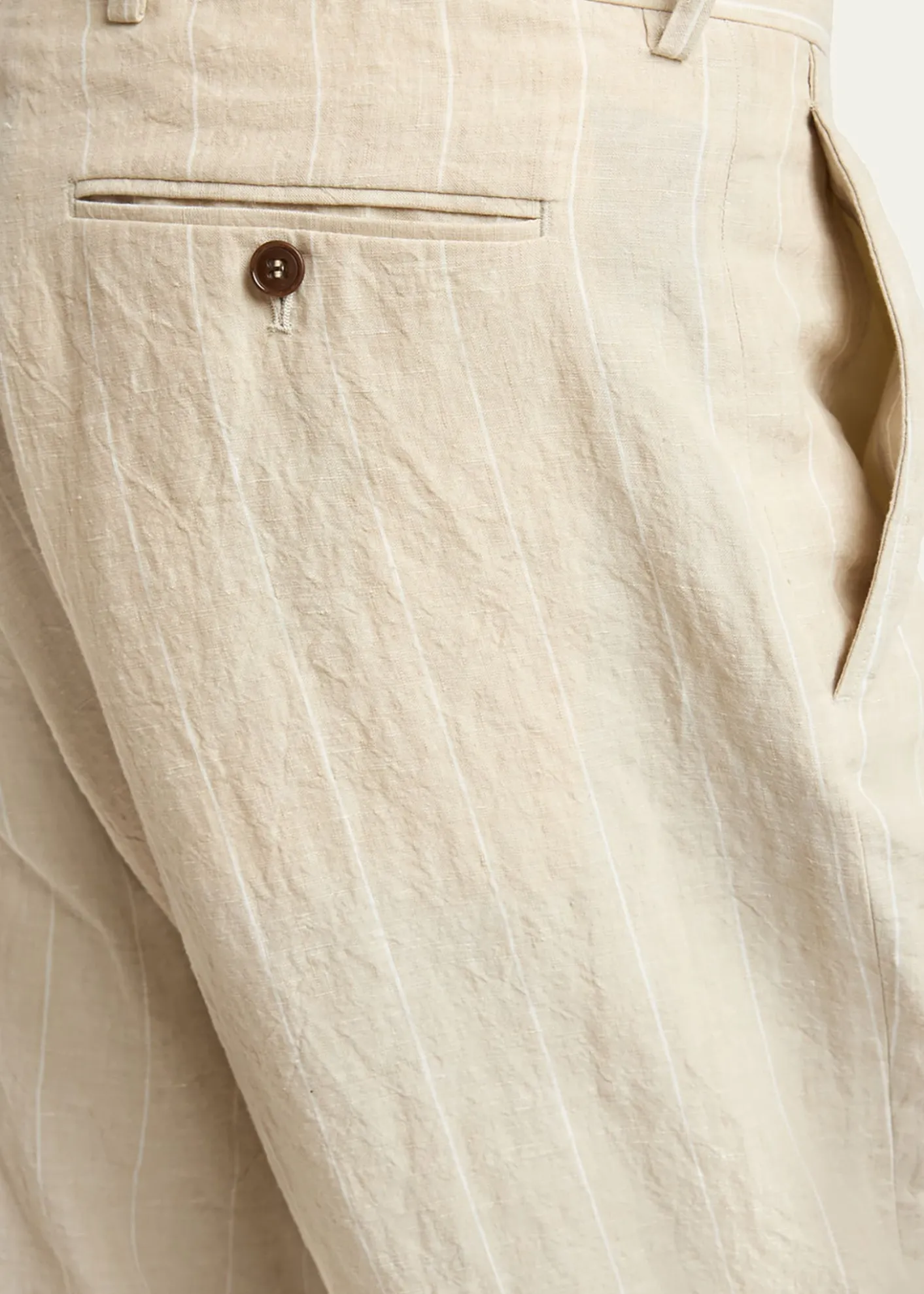 Giorgio ArmaniMen's Linen Hairline Pleated Trousers
