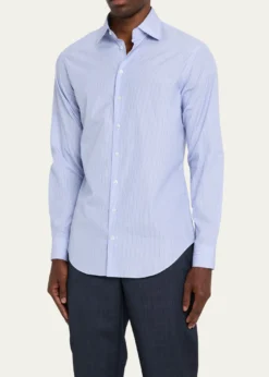 Giorgio ArmaniMen's Majesty Cotton Vertical Stripe Dress Shirt