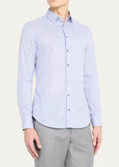 Giorgio ArmaniMen's Micro-Plaid Cotton Dress Shirt