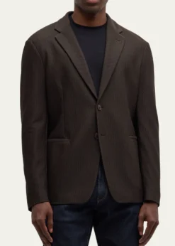 Giorgio ArmaniMen's Nylon Rice Stitch Two-Button Blazer