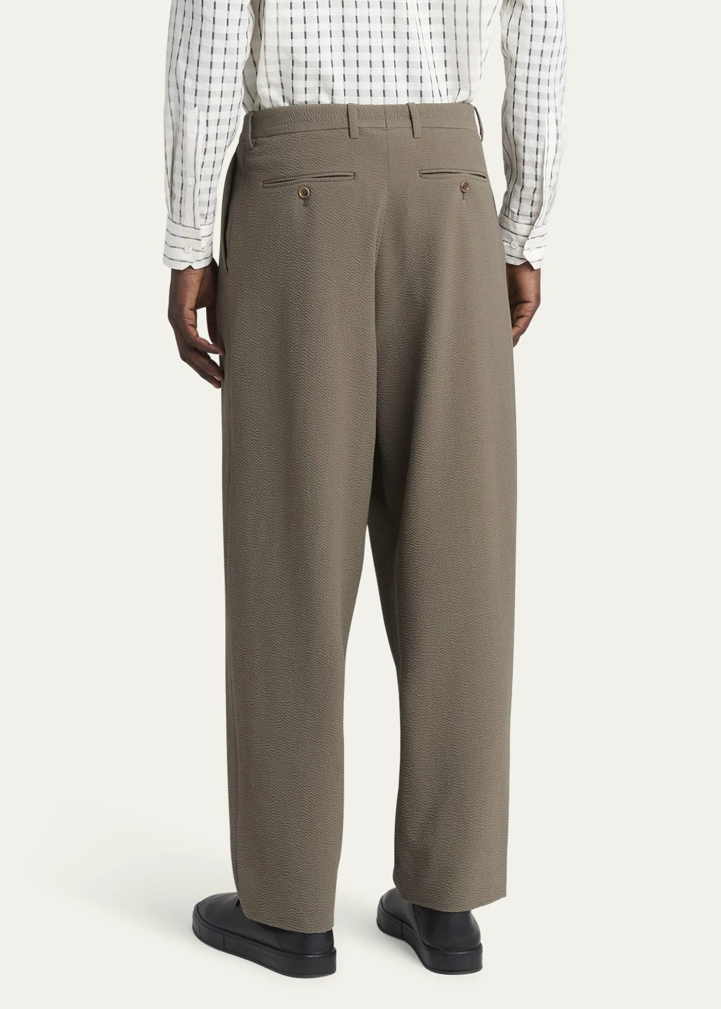 Giorgio ArmaniMen's Pleated Wool Stretch Seersucker Trousers
