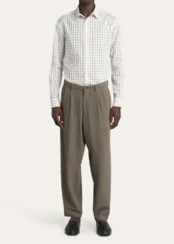 Giorgio ArmaniMen's Pleated Wool Stretch Seersucker Trousers