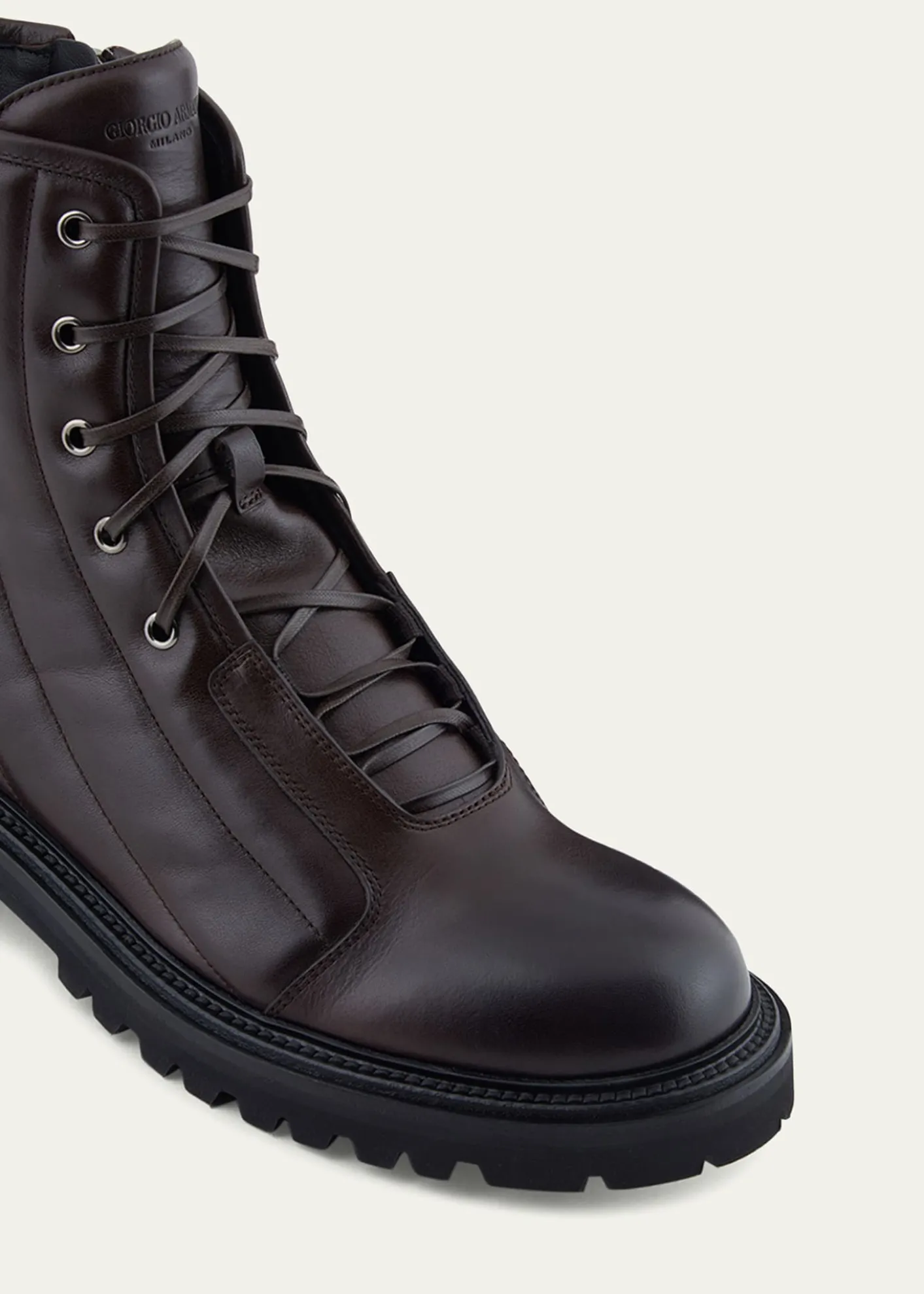 Giorgio ArmaniMen's Quilted Leather Lace-Up Boots