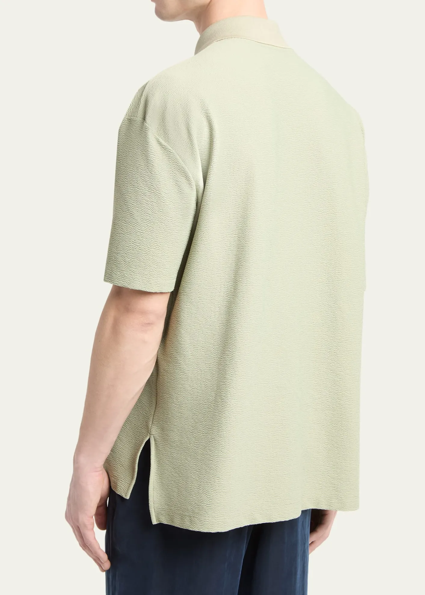 Giorgio ArmaniMen's Seersucker Relaxed-Fit Polo Shirt