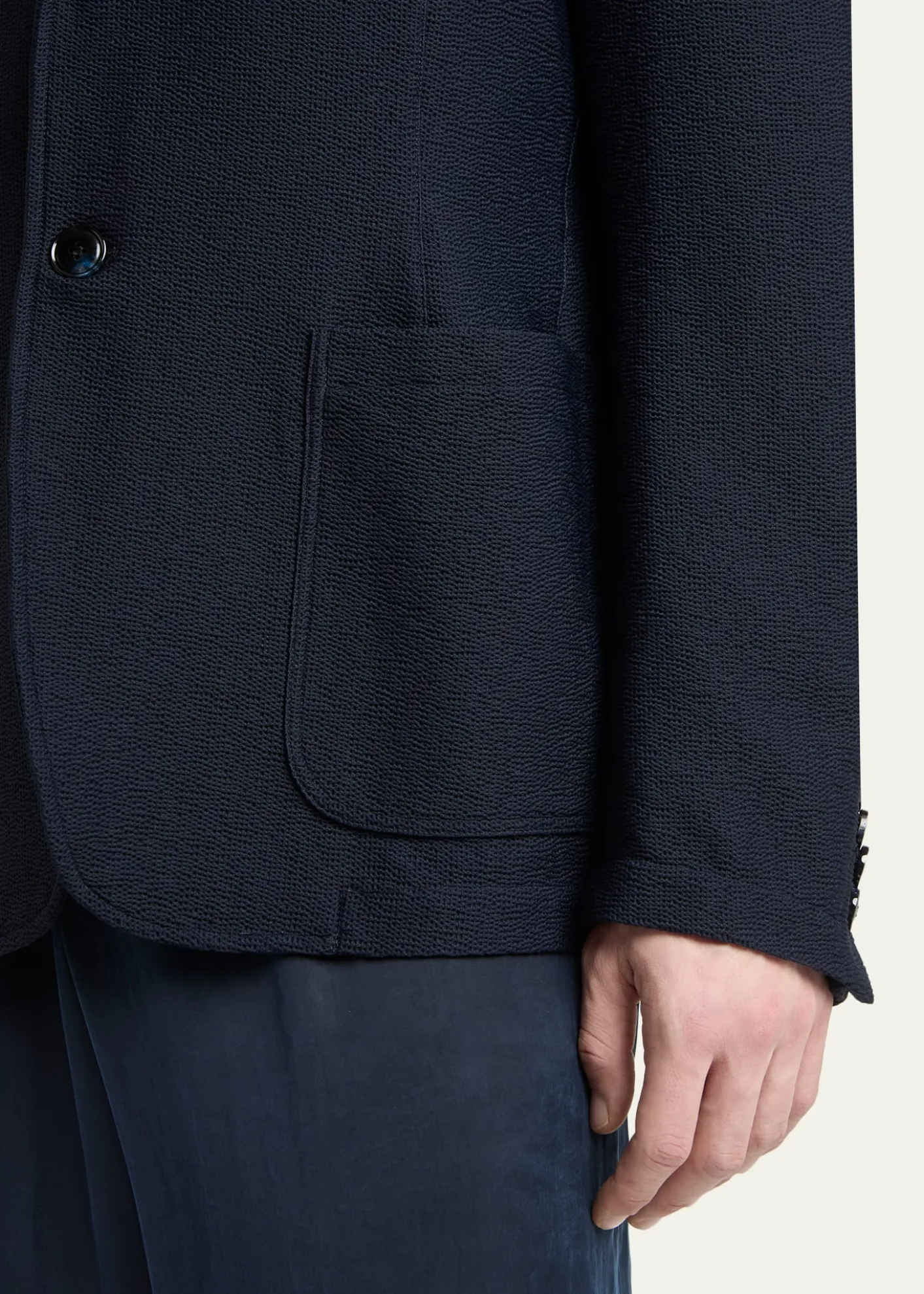 Giorgio ArmaniMen's Seersucker Patch-Pocket Blazer