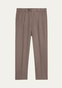 Giorgio ArmaniMen's Sharkskin Wool Flat-Front Trousers