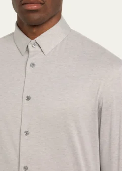 Giorgio ArmaniMen's Solid Cotton Stretch Sport Shirt