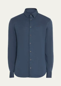 Giorgio ArmaniMen's Solid Cotton Stretch Sport Shirt
