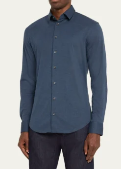 Giorgio ArmaniMen's Solid Cotton Stretch Sport Shirt