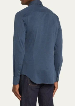 Giorgio ArmaniMen's Solid Cotton Stretch Sport Shirt