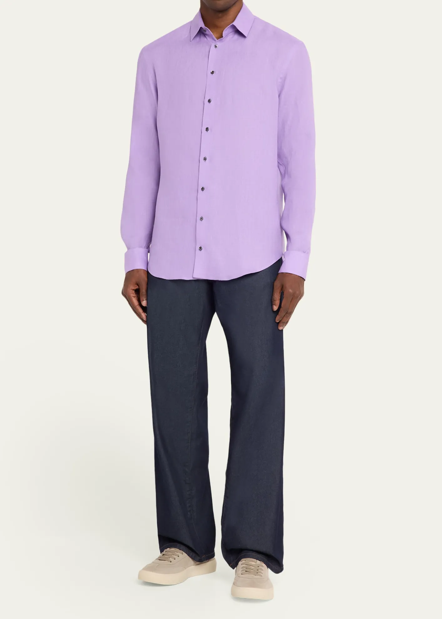 Giorgio ArmaniMen's Solid Linen Classic-Fit Sport Shirt