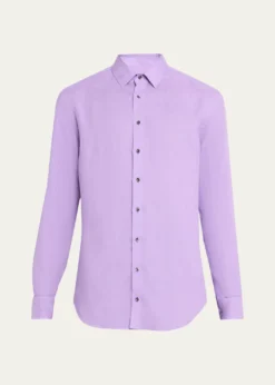 Giorgio ArmaniMen's Solid Linen Classic-Fit Sport Shirt