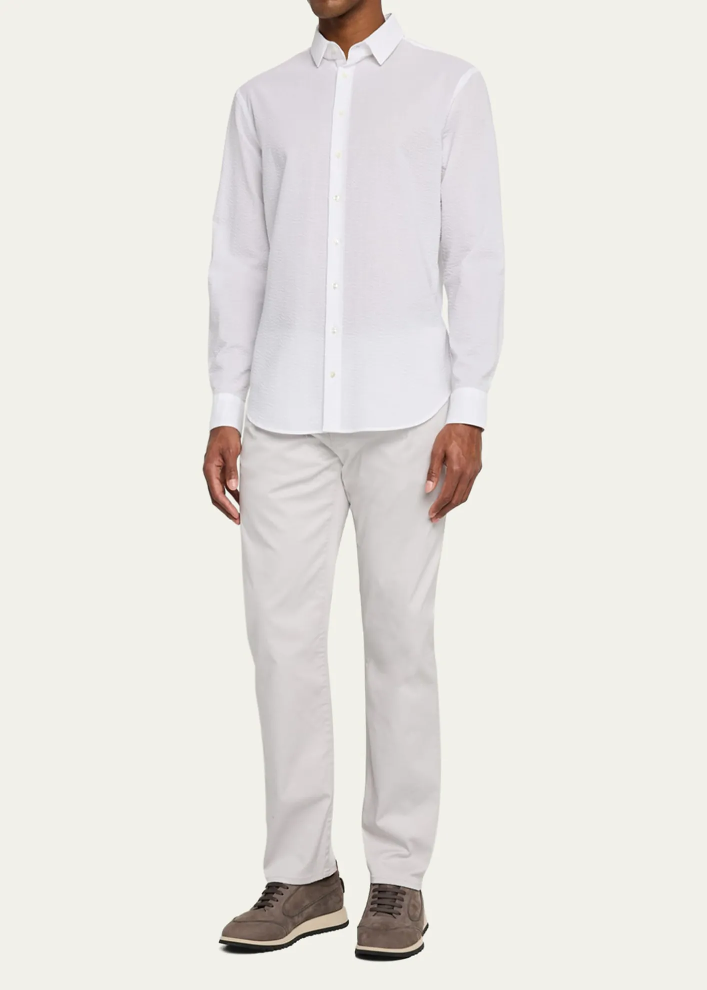 Giorgio ArmaniMen's Solid Seersucker Sport Shirt