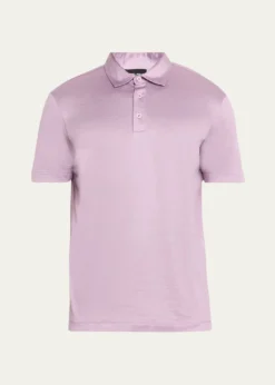 Giorgio ArmaniMen's Solid Silk and Cotton Polo Shirt