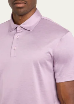 Giorgio ArmaniMen's Solid Silk and Cotton Polo Shirt
